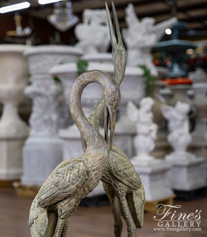 Bronze Fountains  - Patina Bronze Heron Fountain Pair - BF-912